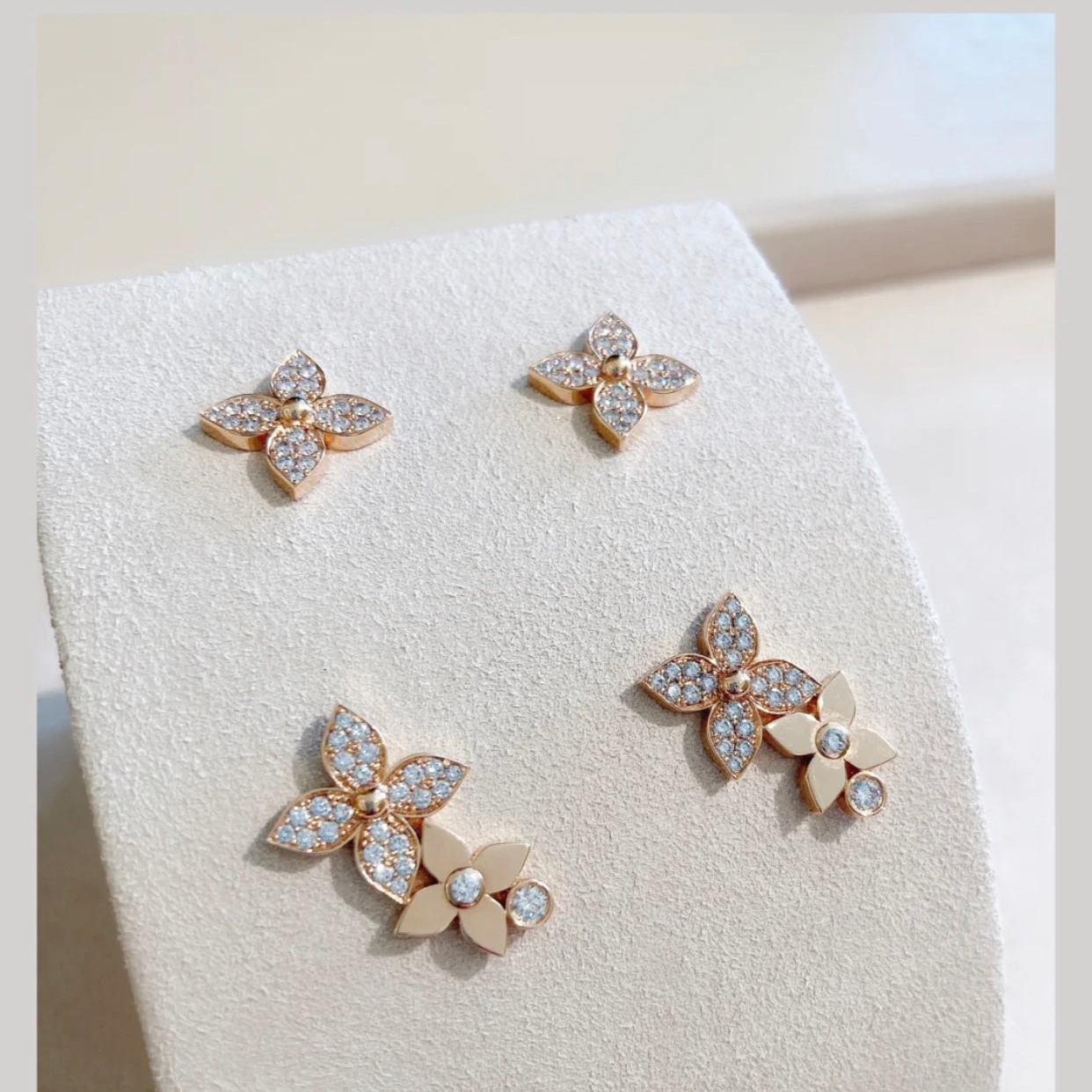 [Louis Vuitton]STAR BLOSSOM STUD EARRINGS PINK GOLD DIAMONDS