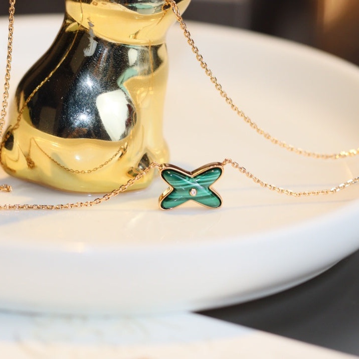 [Chaumet]JEUX MALACHITE 1 DIAMOND PINK GOLD NECKLACE